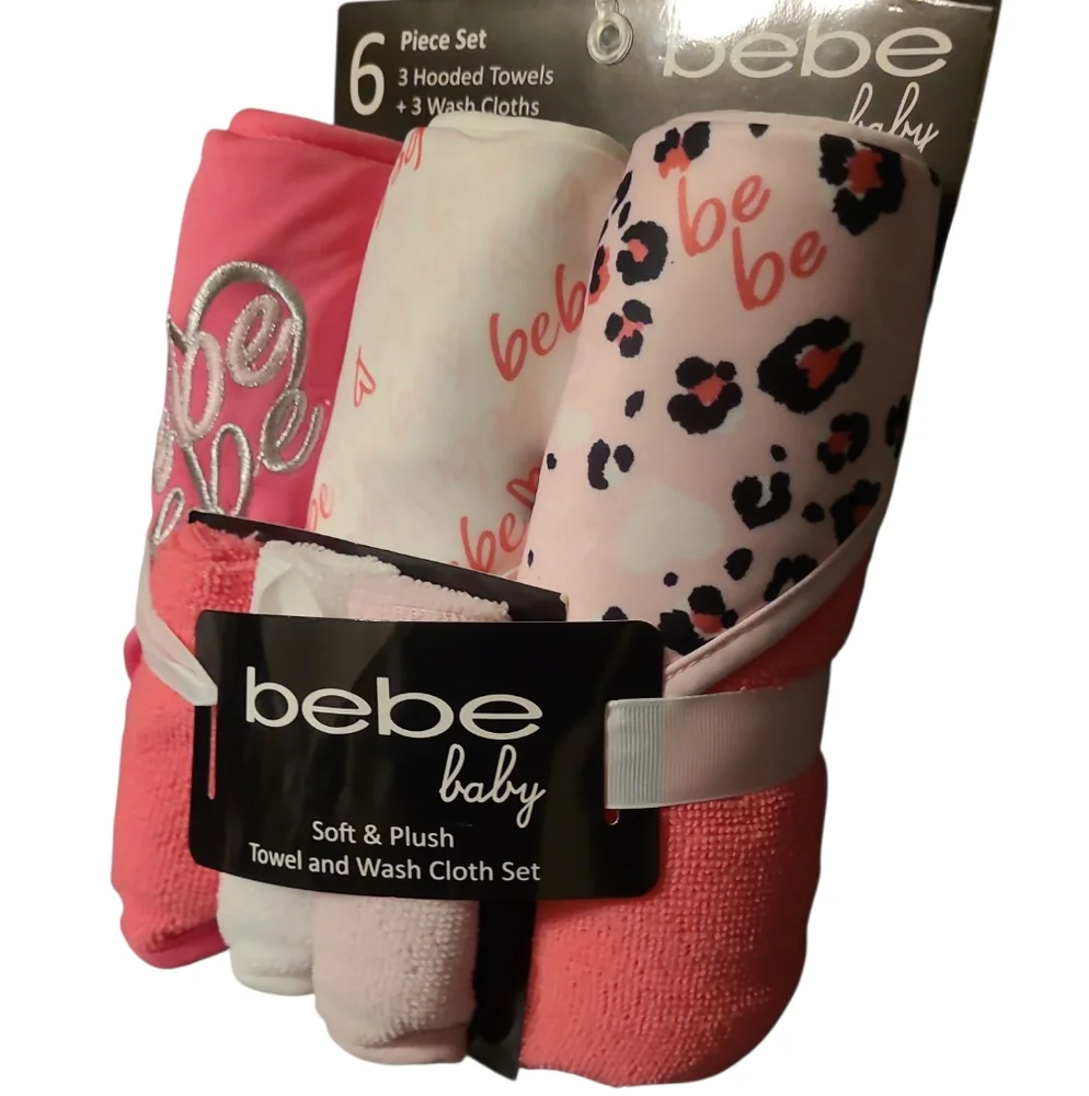 Bebe Baby Pink and White Towel Set